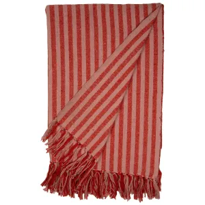 Crimson Candy Stripe Woven Throw