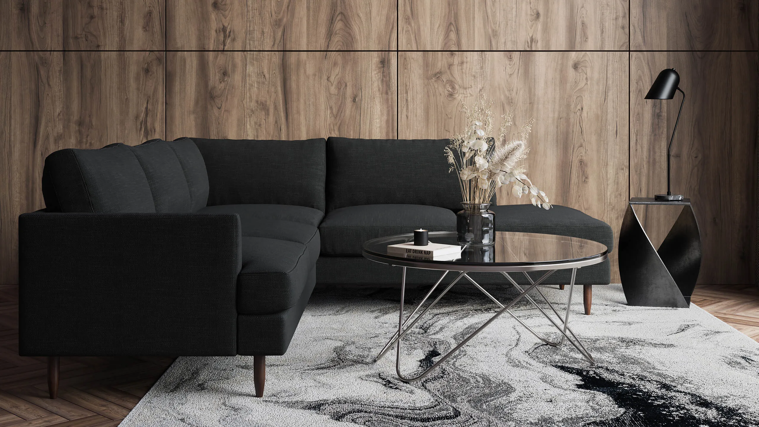 Crowd Pleaser Sectional With Bumper