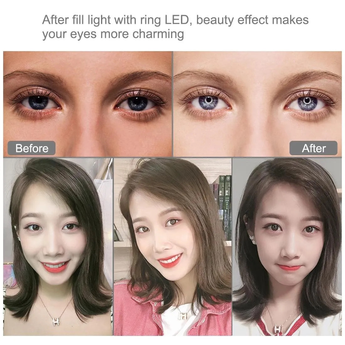 Curved Surface Ring Light with Usb 10 Modes 8 Colour Rgbw Cold Shoe Tripod Black