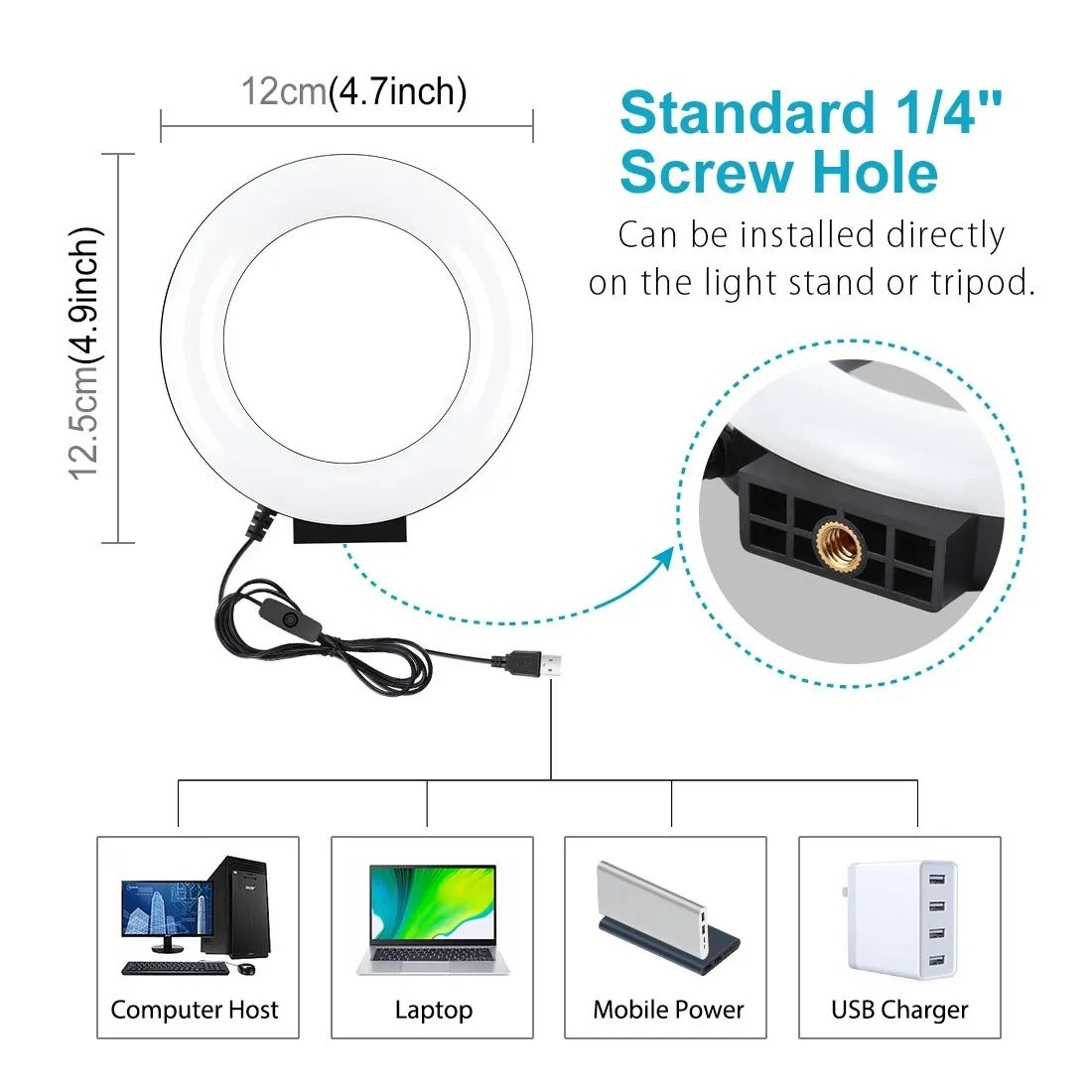 Curved Usb Led Ring Light for Selfie Beauty and Vlogging