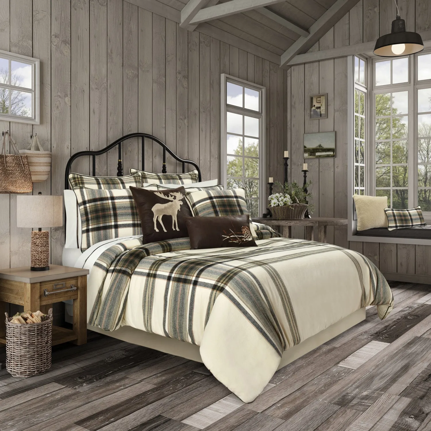 Daniel Plaid 18" Square Decorative Throw Pillow