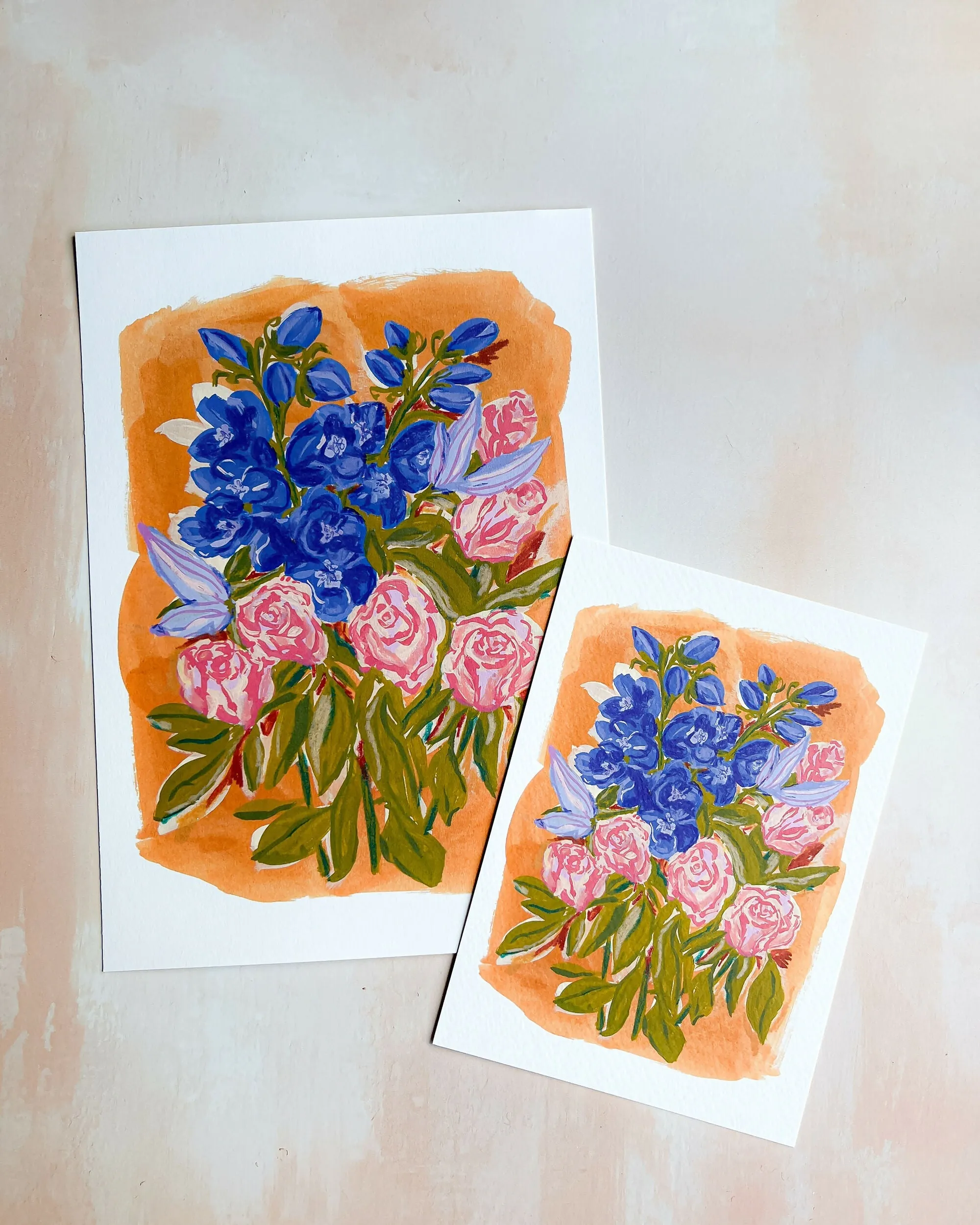 Delphinium Bouquet Fine Art Print - A4 or A5 Size