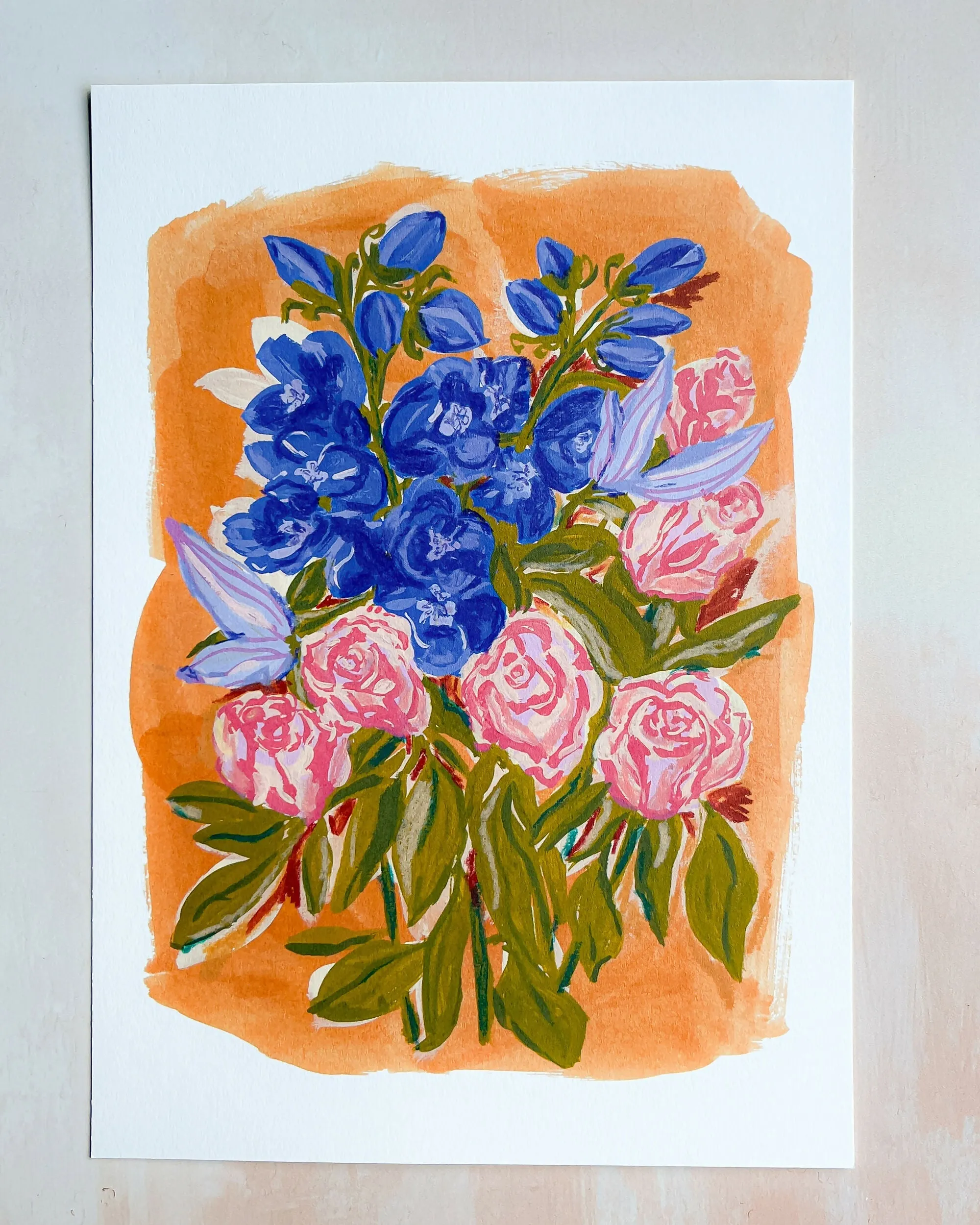 Delphinium Bouquet Fine Art Print - A4 or A5 Size