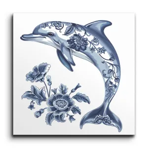 Dolphin Elegance: Floral Porcelain Art