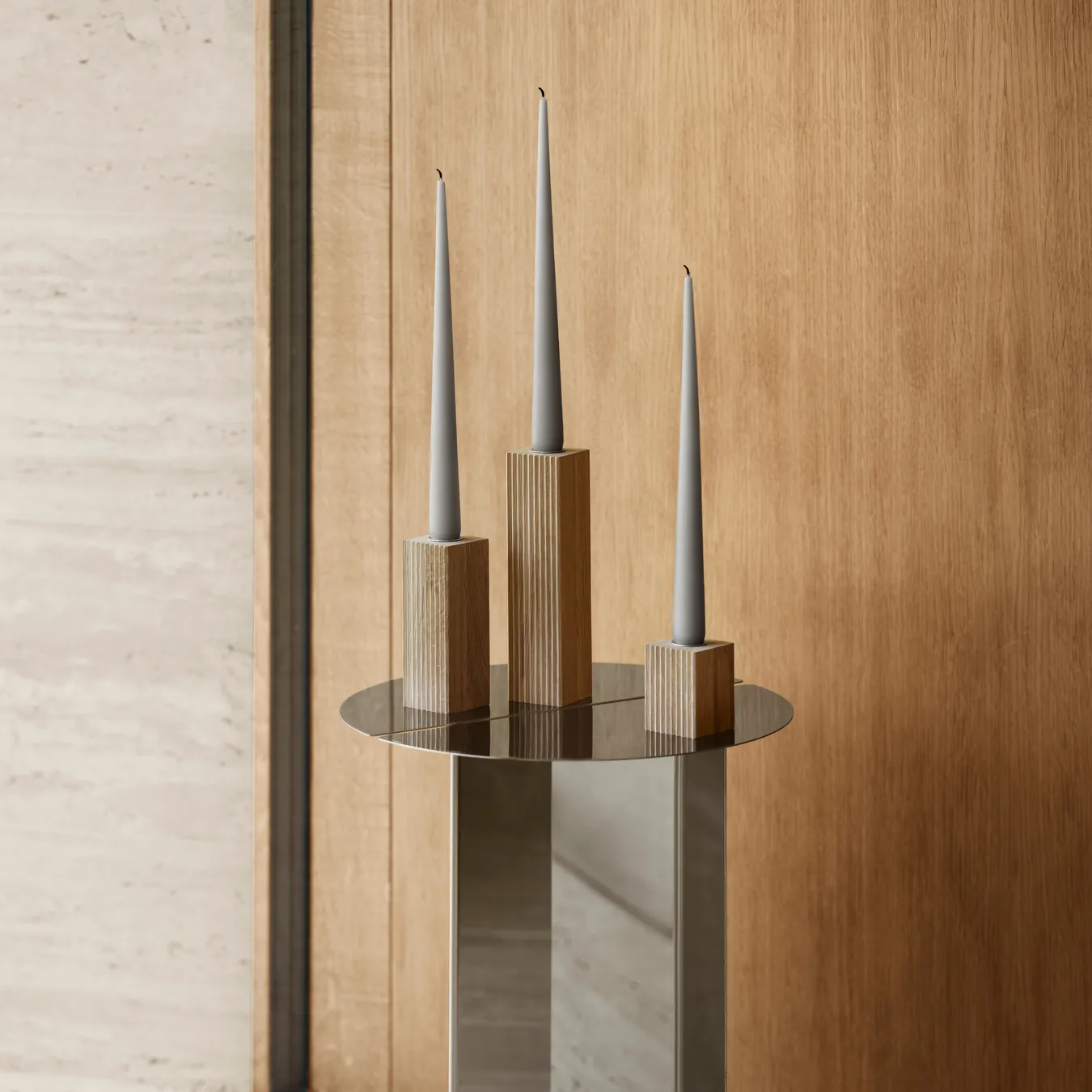 DREVA Oak Candle Holder Set - 3pc