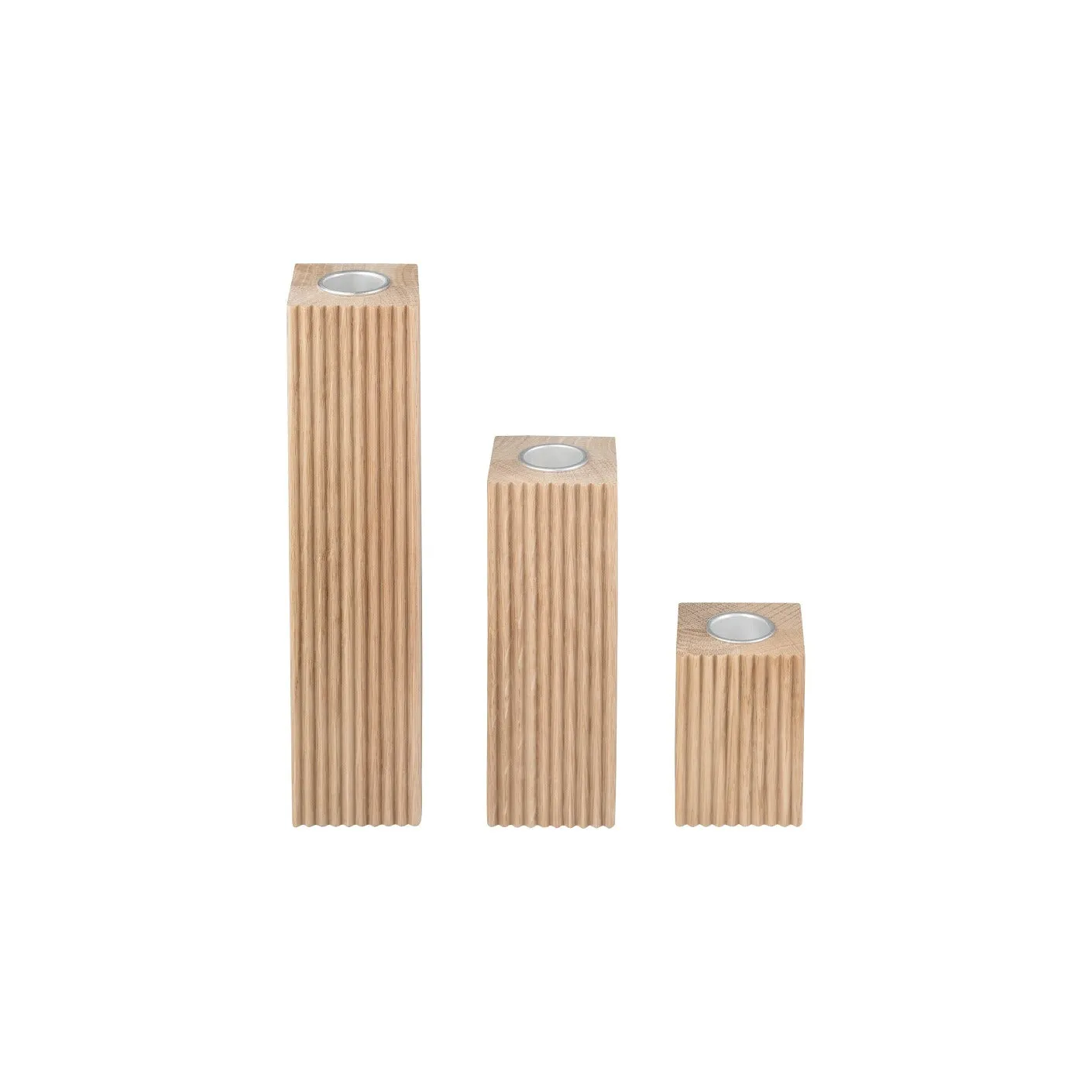 DREVA Oak Candle Holder Set - 3pc