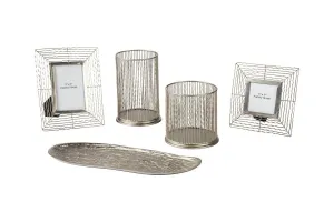 Dympna Silver Finish Accessory Set (Set of 5)
