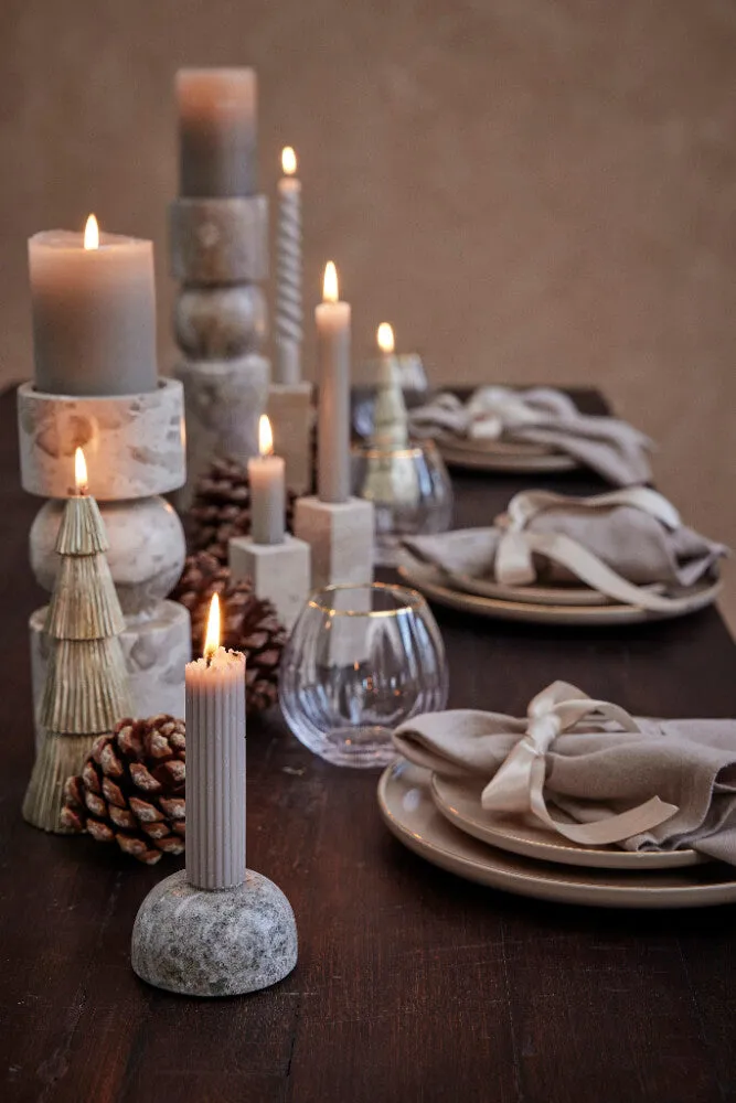 Ellia candlestick H30 cm. linen