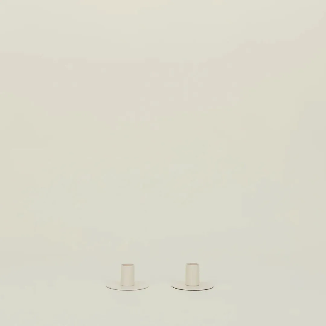 Essential Metal Candle Holders Set of 2 (Ivory)