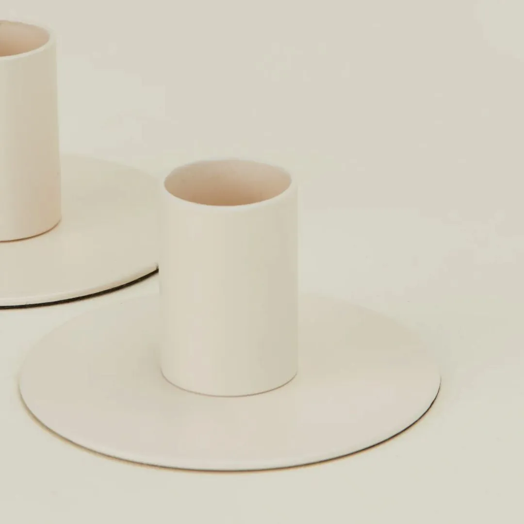 Essential Metal Candle Holders Set of 2 (Ivory)