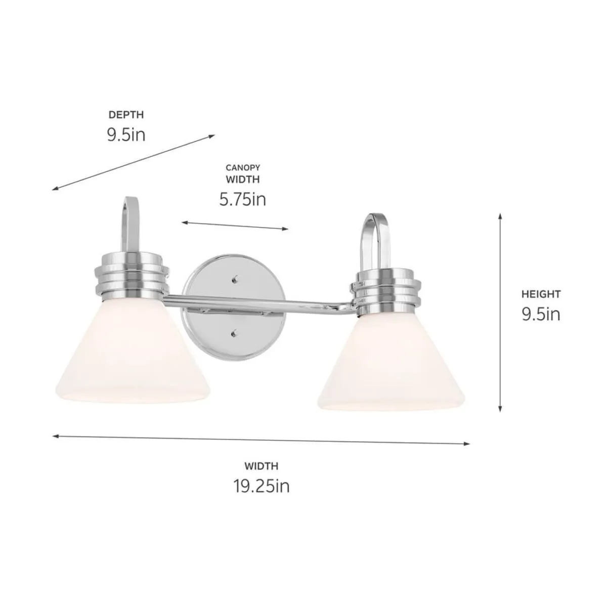 Farum 19 in. 2 Lights Vanity Light Chrome Finish