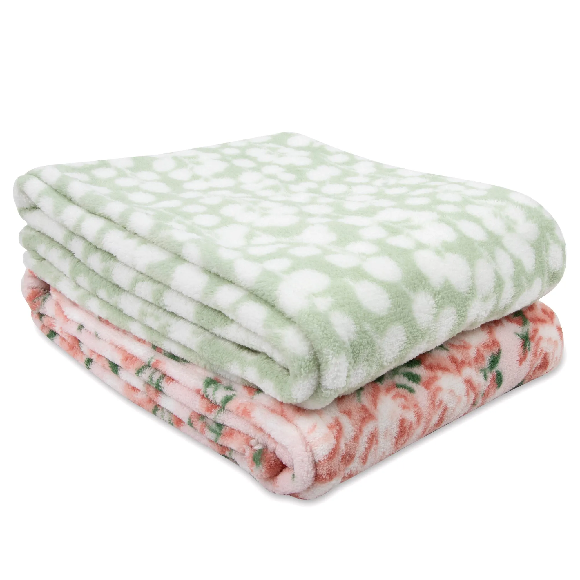 Floral Printed Blankets 36" x 30" - 2 Pack