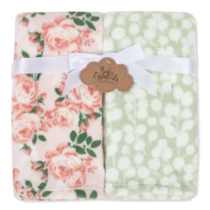 Floral Printed Blankets 36" x 30" - 2 Pack
