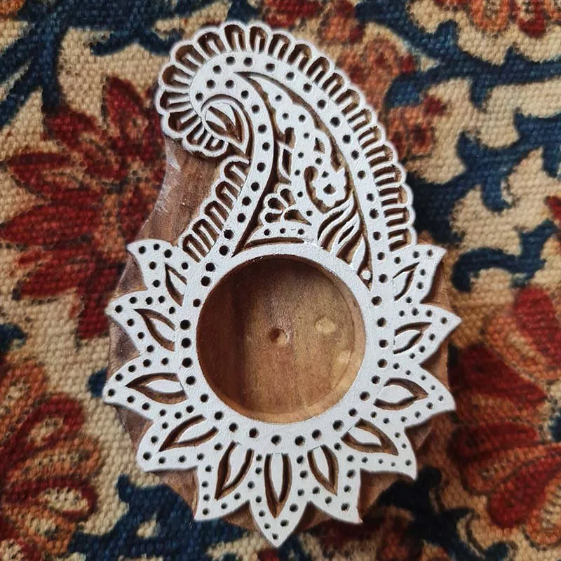 Flower Inspired Hand Engraved Wood Tealight Holder