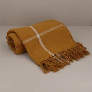 Gisela Graham 150cm Mustard Woven Plaid Throw
