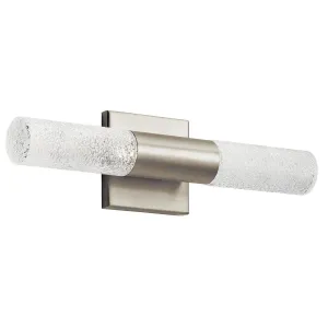 Glacial 17" 2-Lights LED Wall Sconce With Clear Textured Glass, Brushed Nickel Finish
