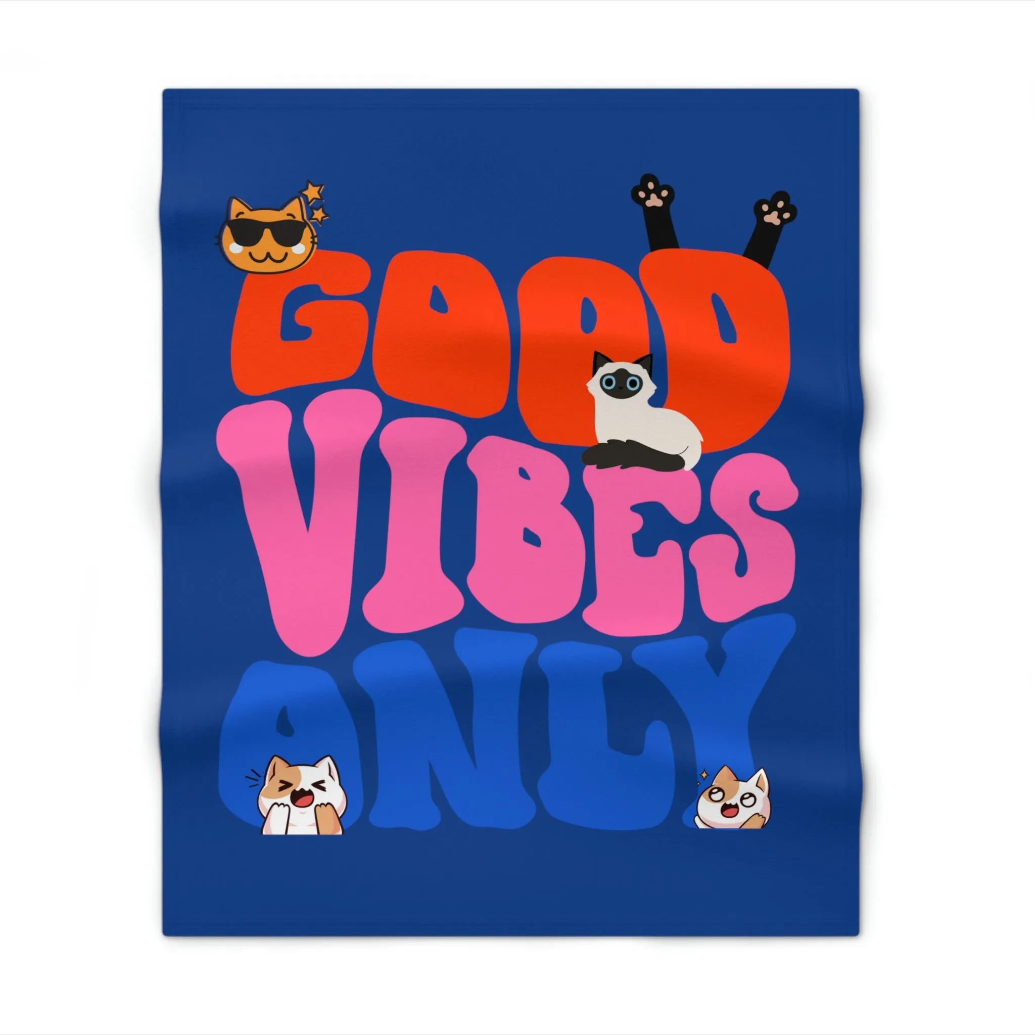 Good Vibes Only Cat POD Throw Blanket