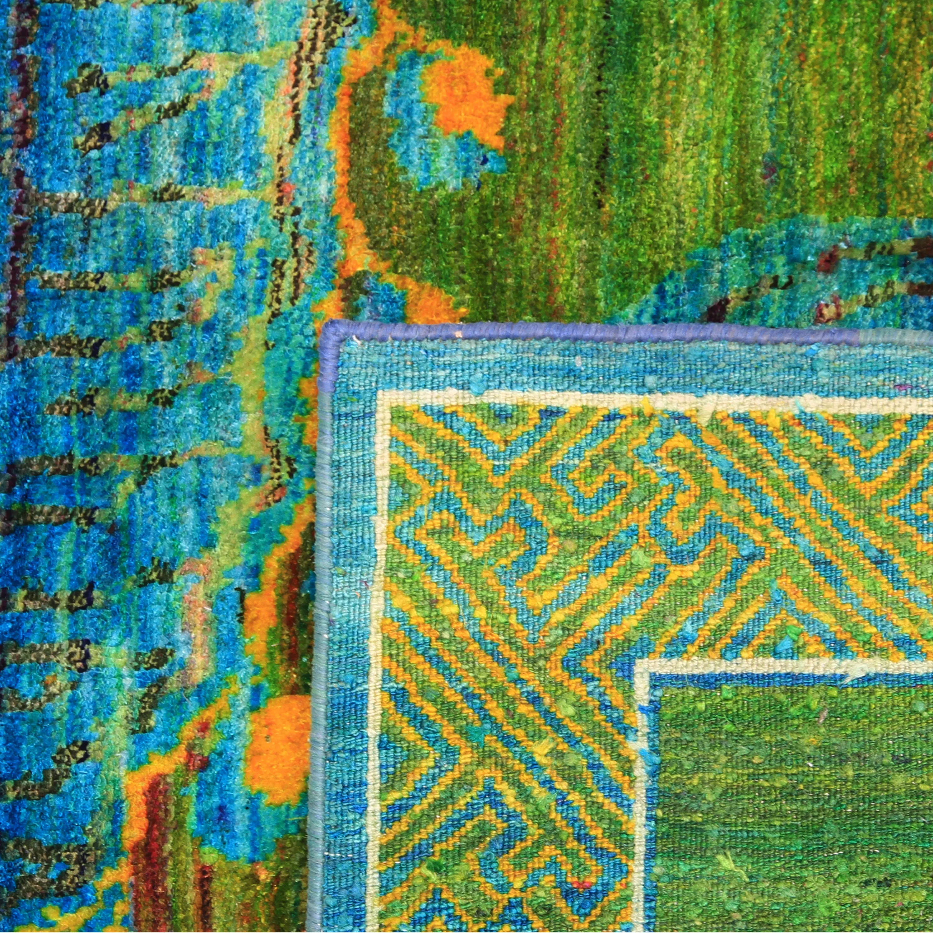 Green & Blue Alchemy Transitional Silk Rug - 4'8" x 6'9"