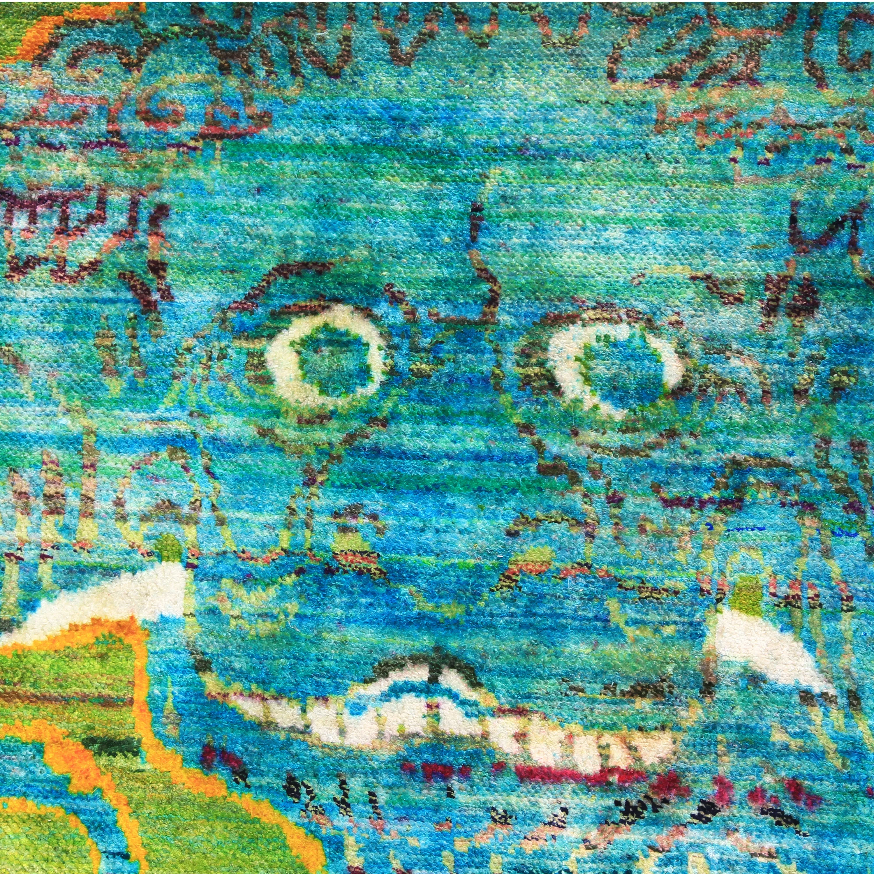 Green & Blue Alchemy Transitional Silk Rug - 4'8" x 6'9"