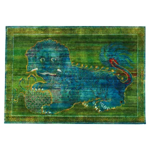 Green & Blue Alchemy Transitional Silk Rug - 4'8" x 6'9"