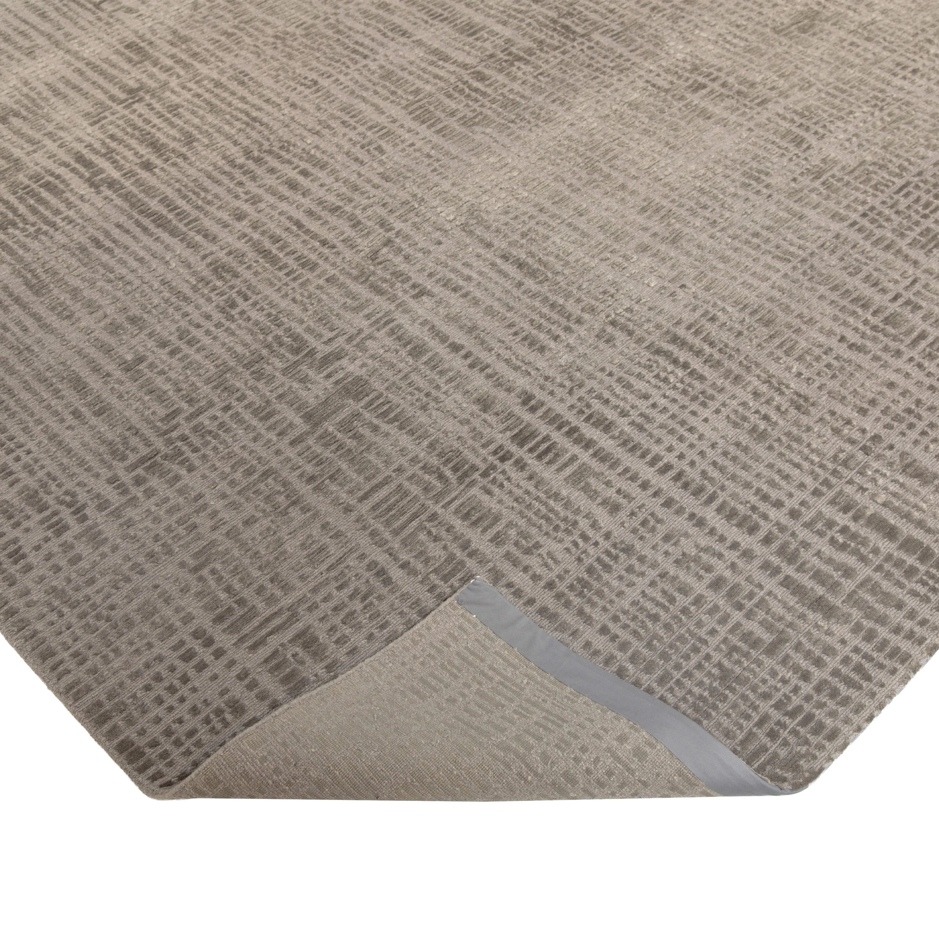 Grey Contemporary Tibetan Wool Silk Blend Rug - 10' x 14'