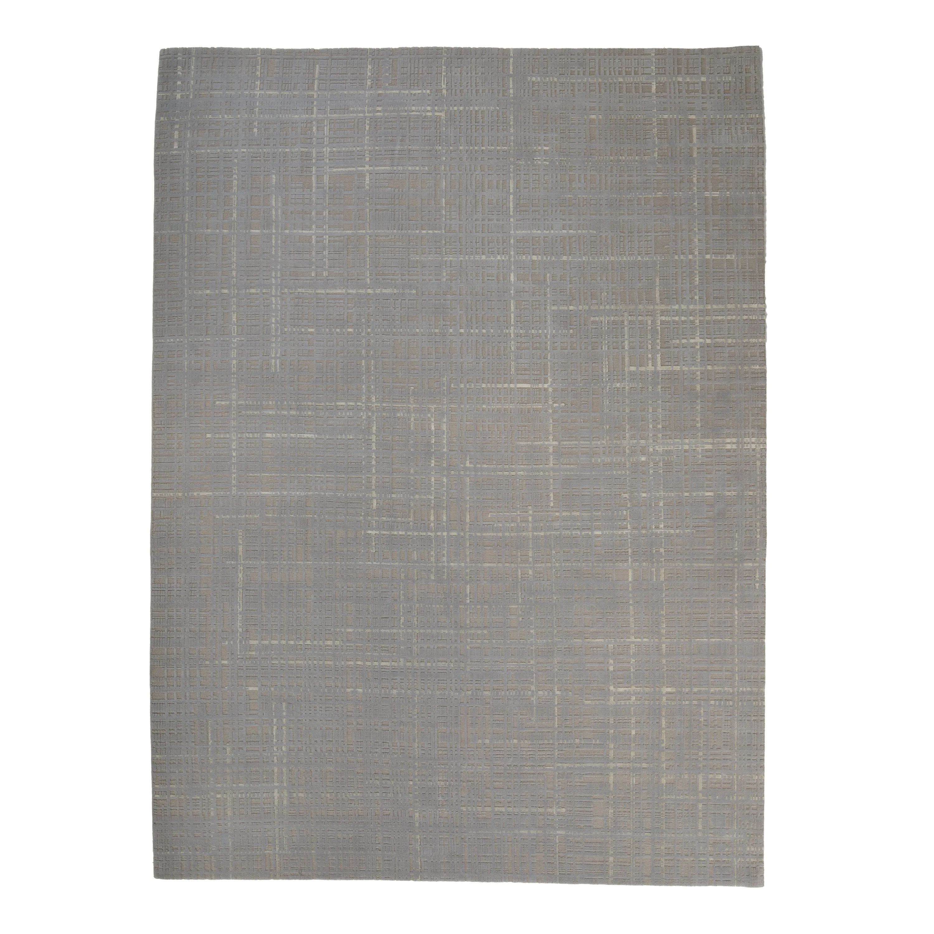 Grey Contemporary Tibetan Wool Silk Blend Rug - 9' x 12'