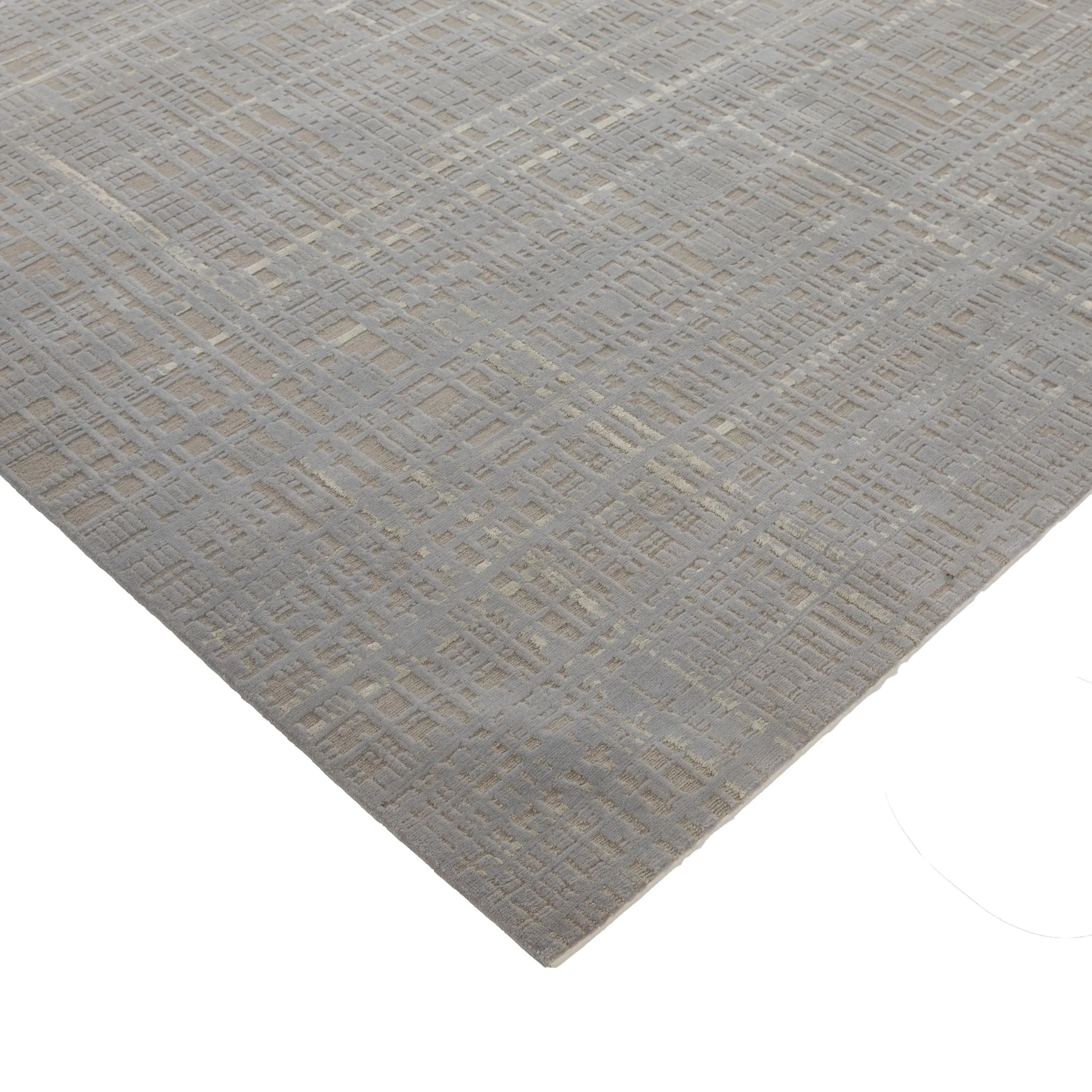 Grey Contemporary Tibetan Wool Silk Blend Rug - 9' x 12'