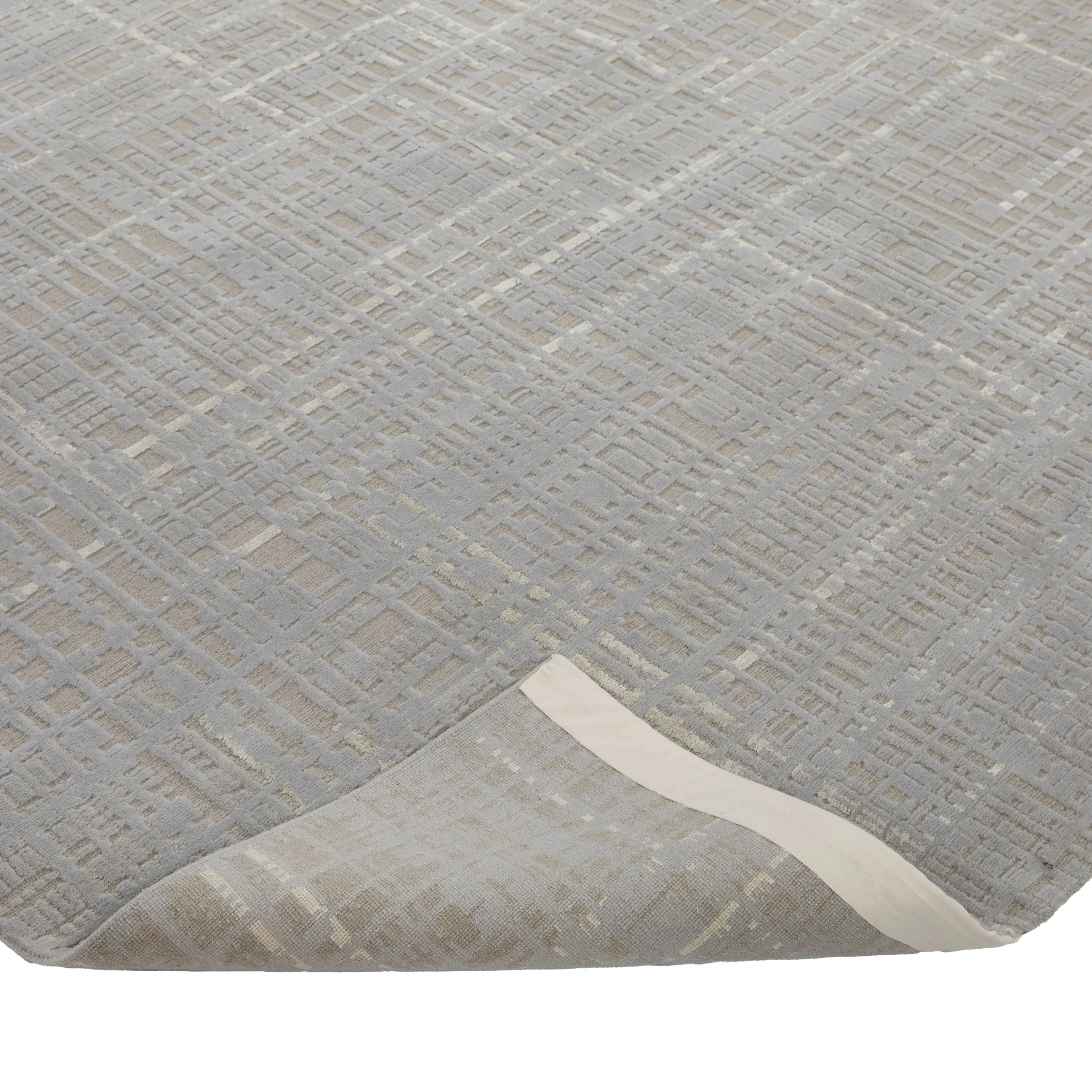 Grey Contemporary Tibetan Wool Silk Blend Rug - 9' x 12'