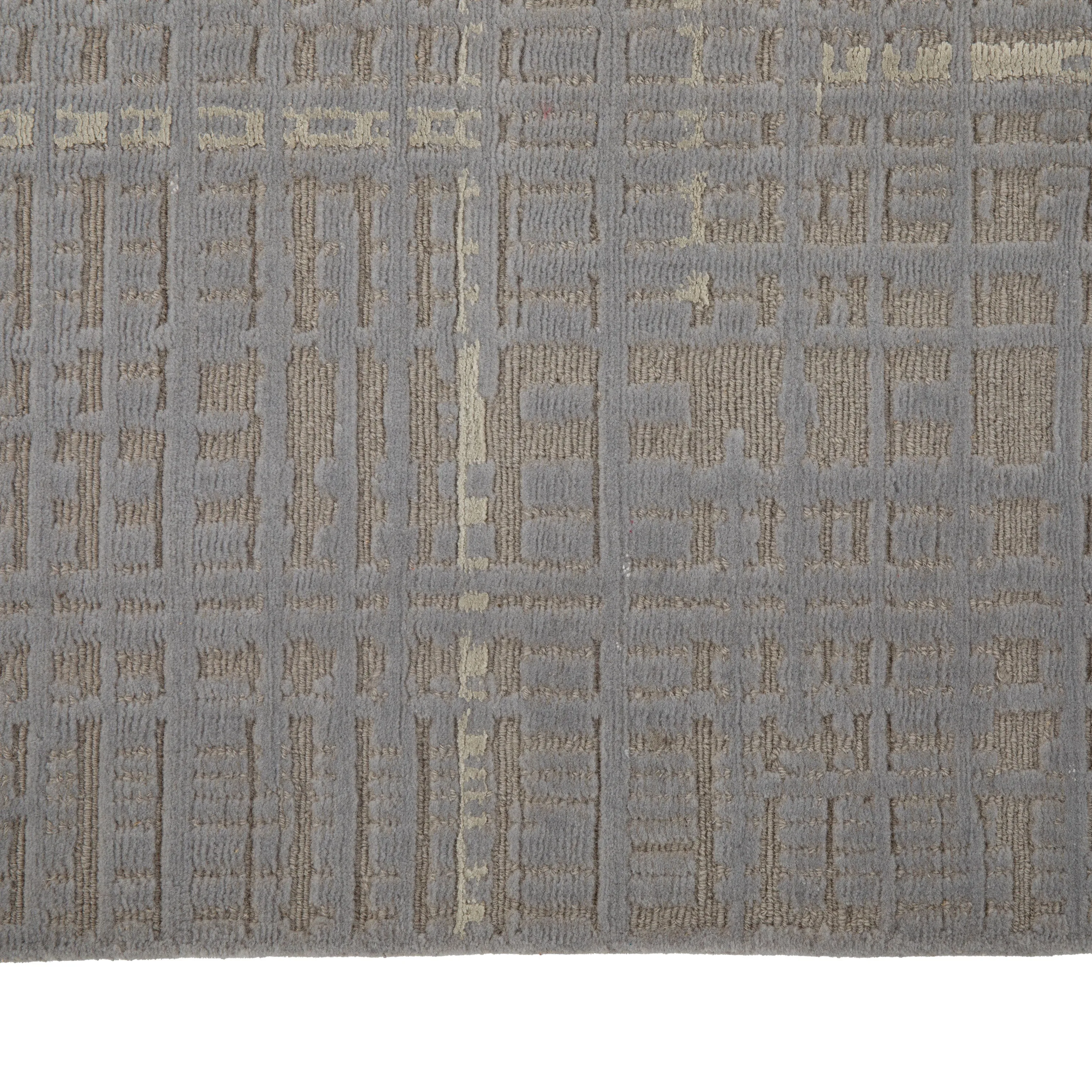 Grey Contemporary Tibetan Wool Silk Blend Rug - 9' x 12'