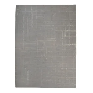 Grey Contemporary Tibetan Wool Silk Blend Rug - 9' x 12'