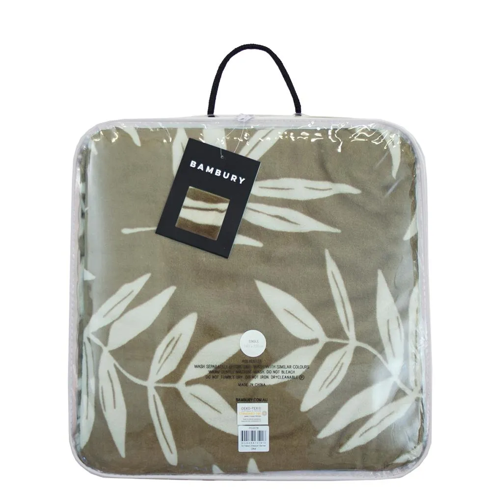 Hakea Ultra Plush Olive Bambury Blanket
