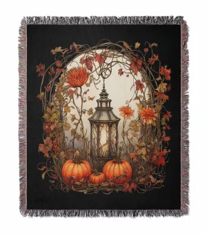 Halloween Lantern Pumpkin Pattern 50" x 60" Gift Woven Jacquard Blanket