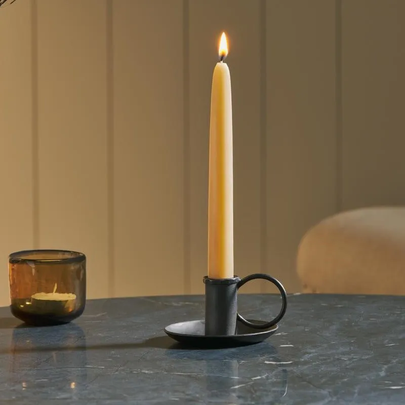 Hand Forged Black Iron Chamberstick Candle Holder