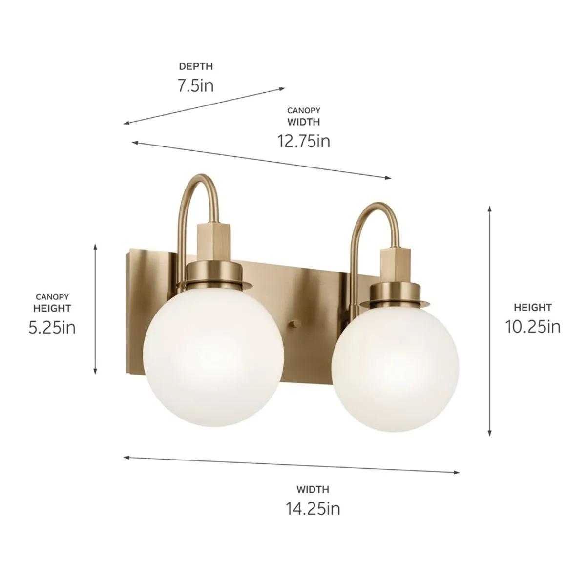 Hex 14 in. 2 Lights Vanity Light Champagne Bronze Finish