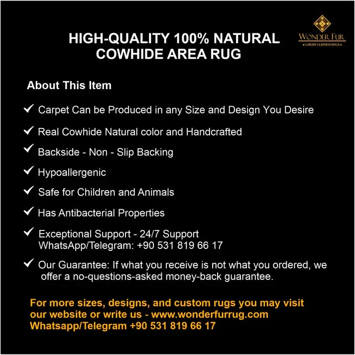 High Quality Tricolor Natural Cowhide Area 10x8 Rug, Handmade Elegance