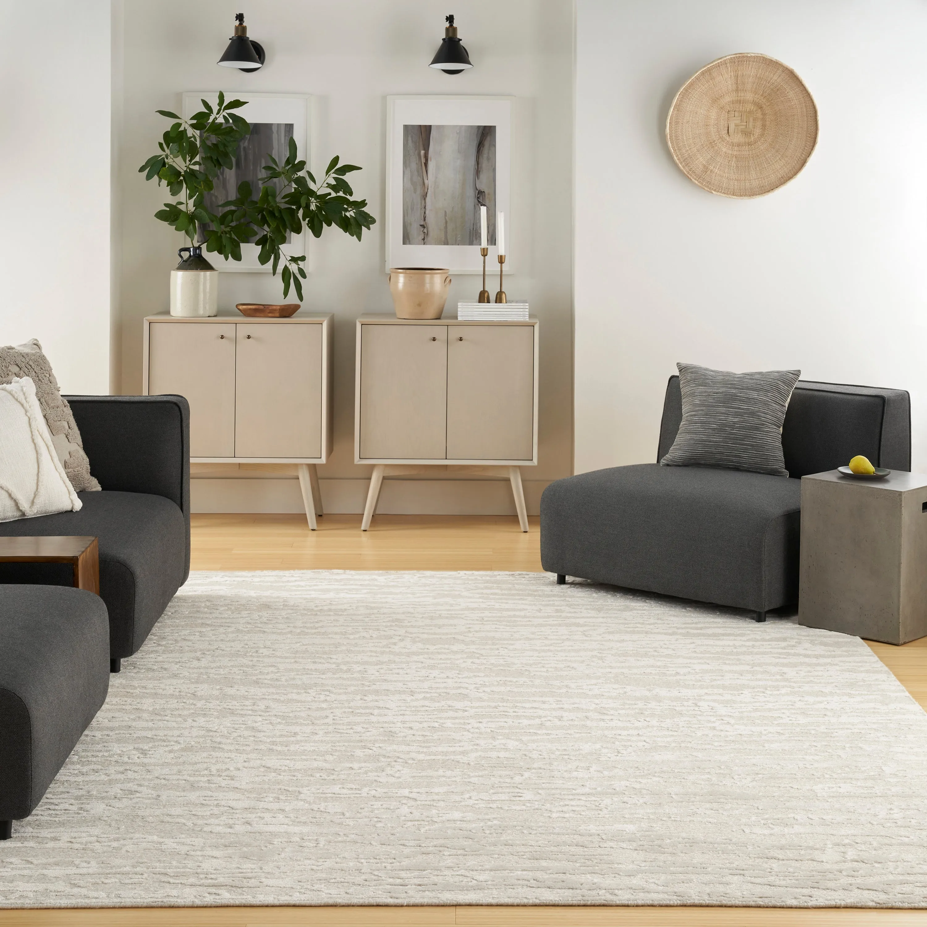 Ivory Essentials Contemporary Wool Luxcelle Blend Rug