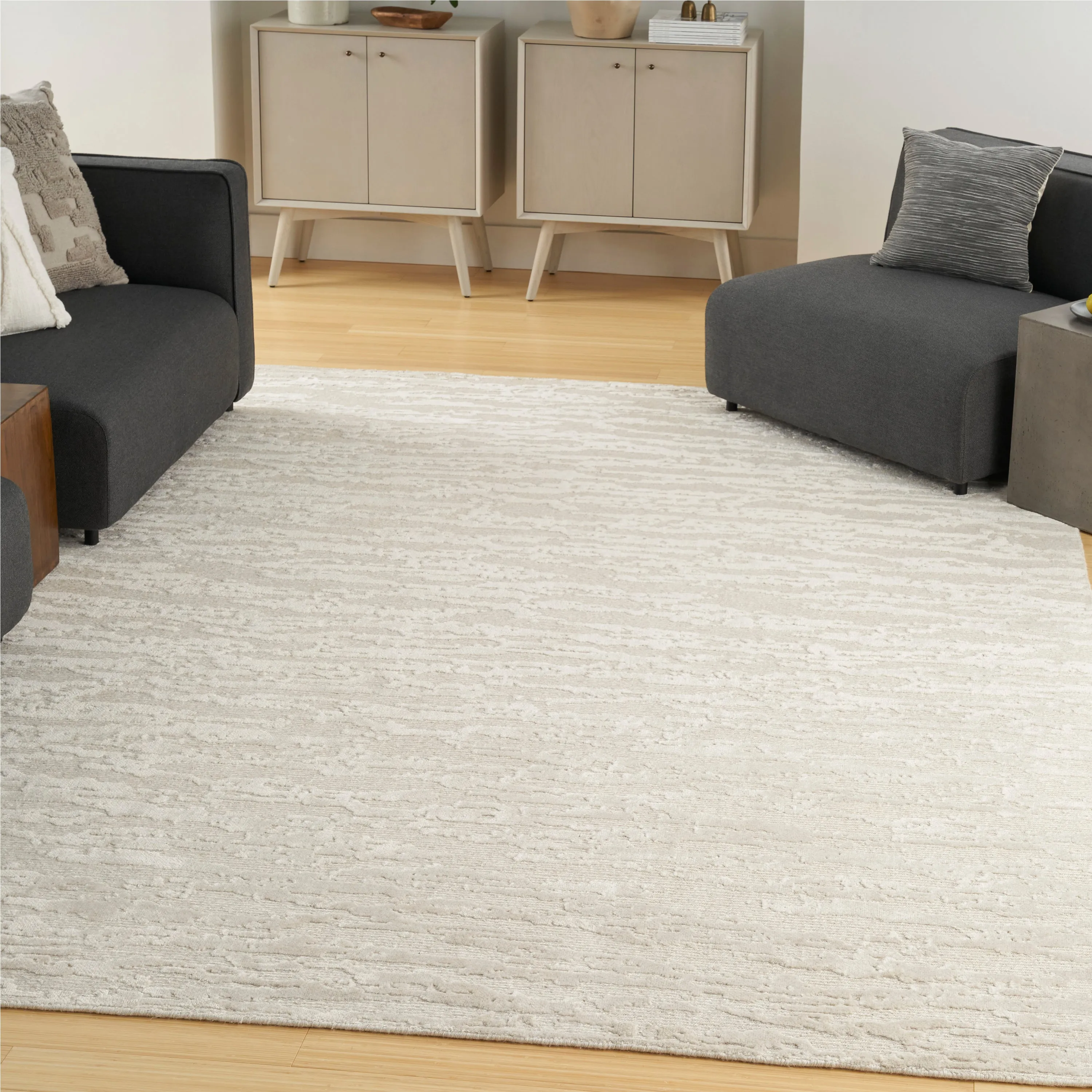 Ivory Essentials Contemporary Wool Luxcelle Blend Rug