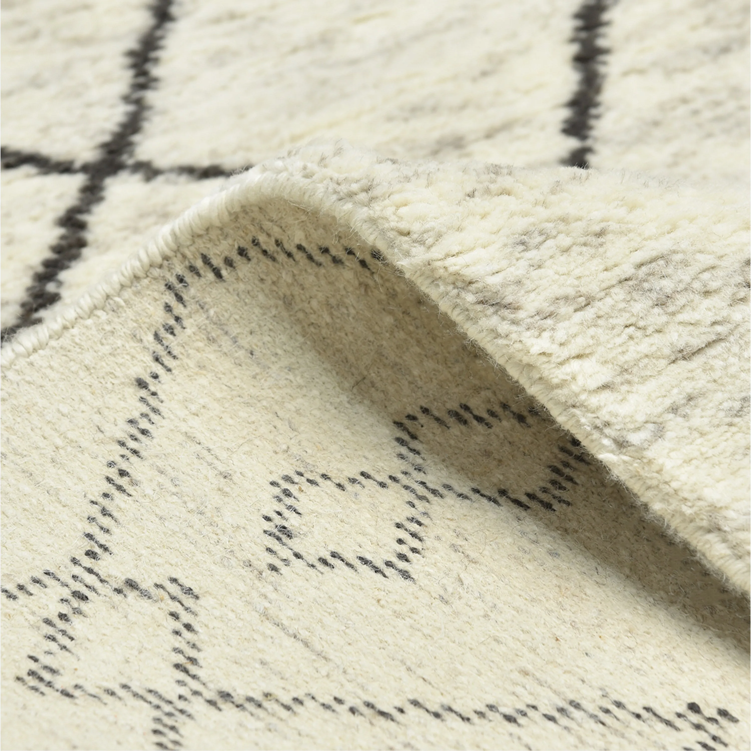 Ivory Moroccan Wool Cotton Blend Rug