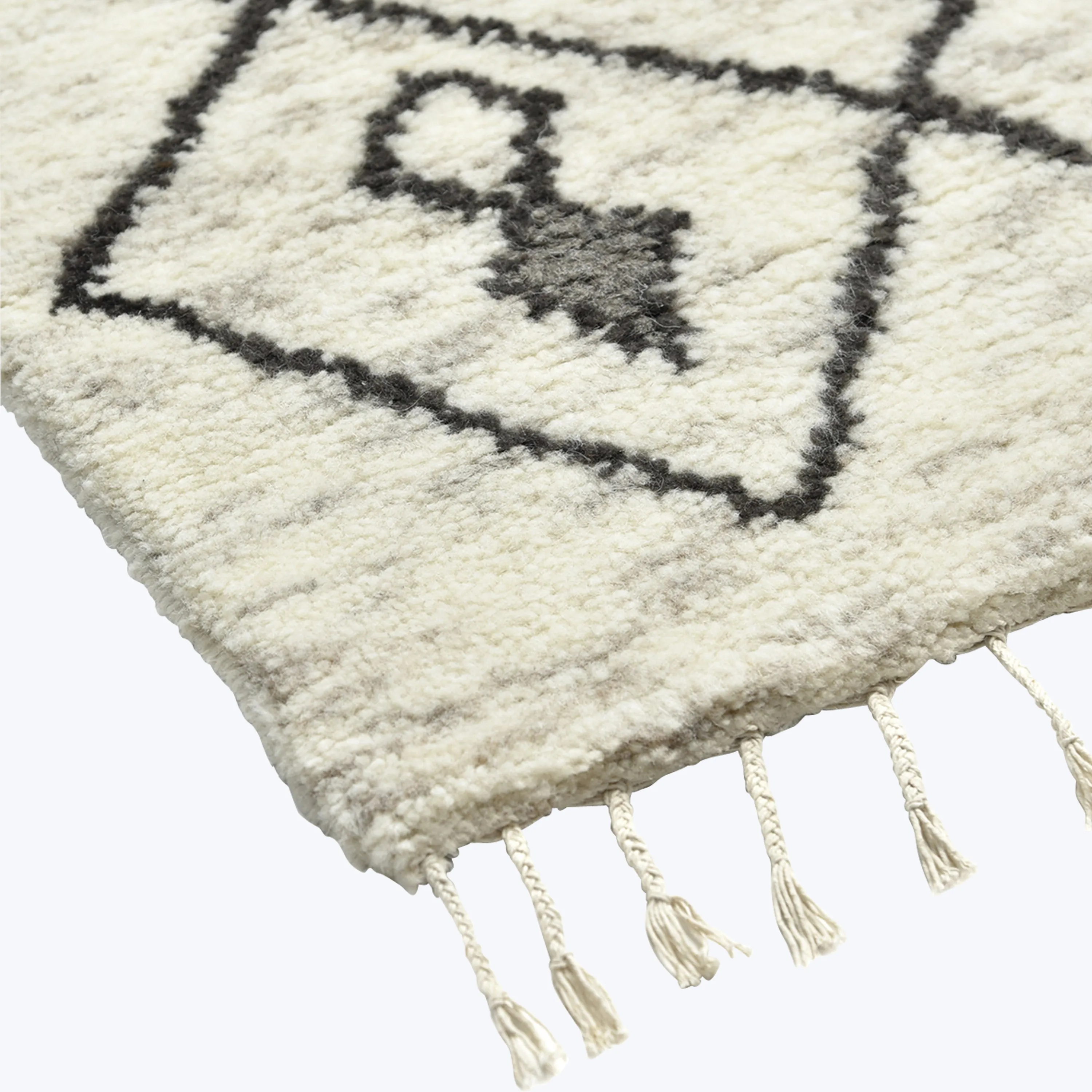 Ivory Moroccan Wool Cotton Blend Rug