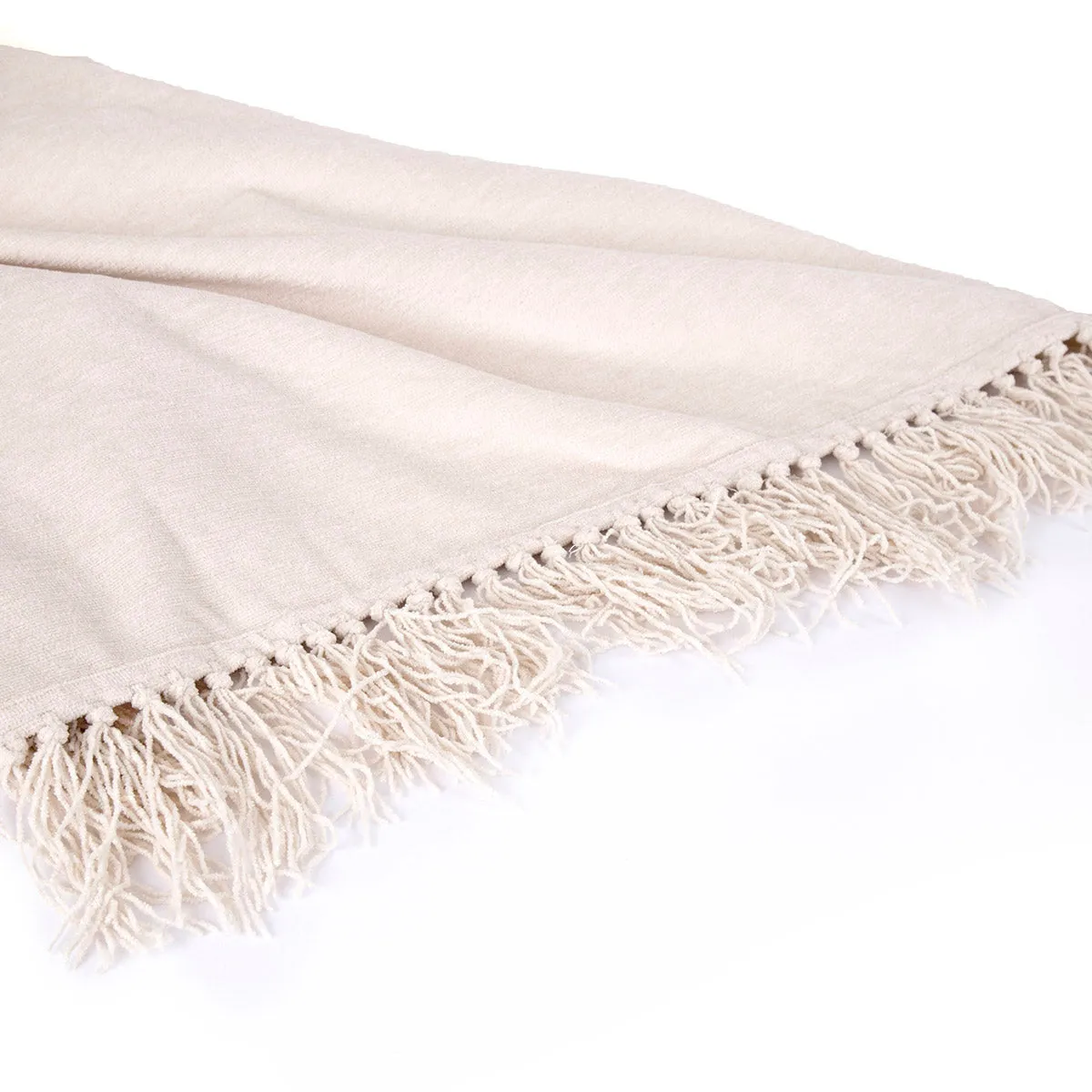 Jessica 100% Cotton Solid Woven Super Soft Ecru Throw/Sofa/Multi Cover/Single Bed Cover