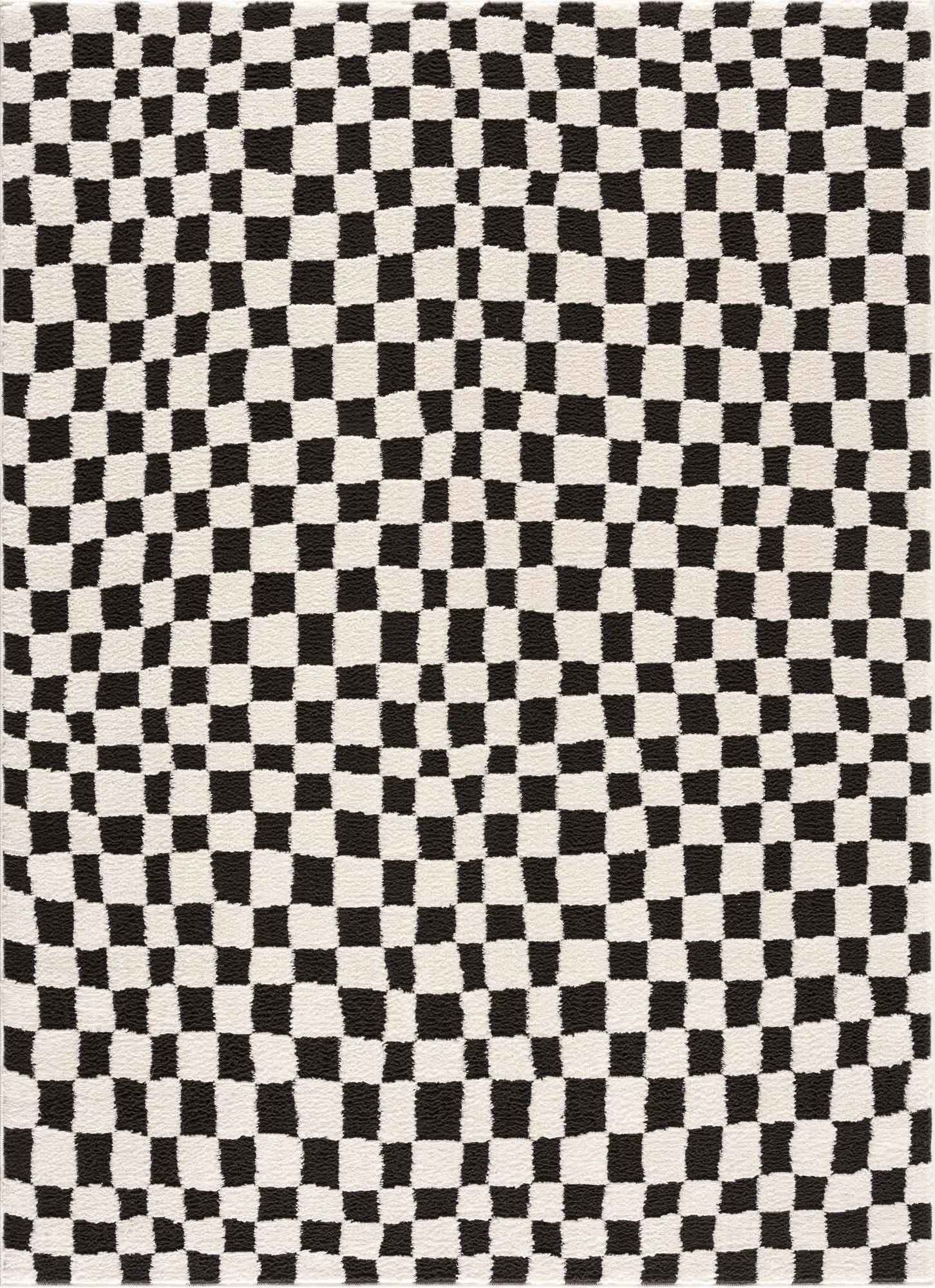 Lajos Black & White Checkered Area Rug