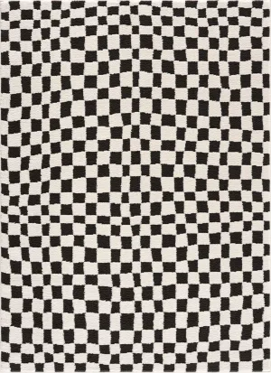 Lajos Black & White Checkered Area Rug