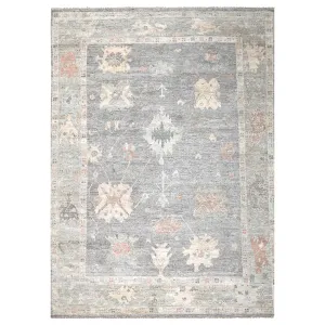 Light Grey Traditional Oushak Silk Rug - 9' x 12'