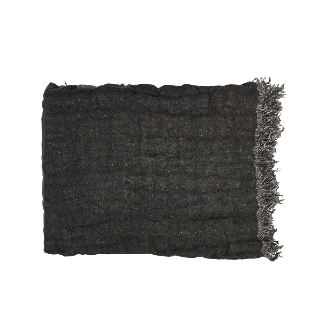 Linen Bedspread | Natural/Black | 135x200cm
