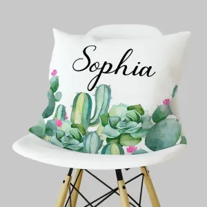 Llama Love Personalized Cactus Nursery Pillow