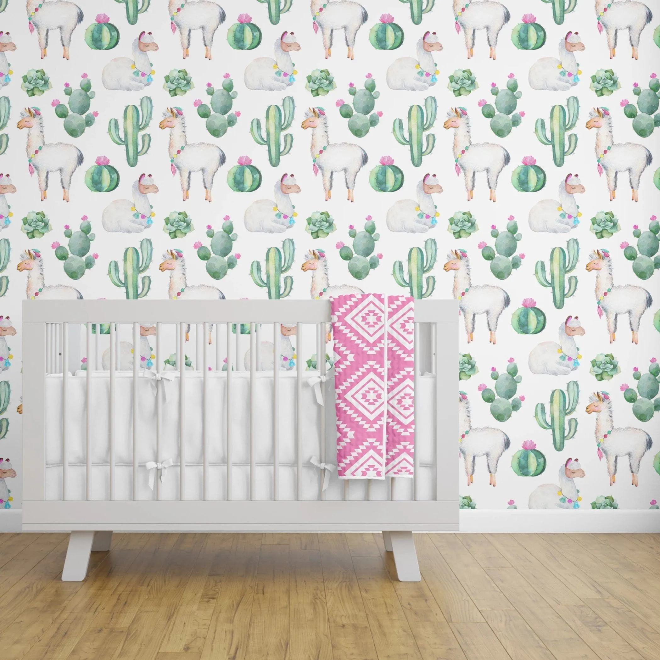 Llama Love Personalized Cactus Nursery Pillow