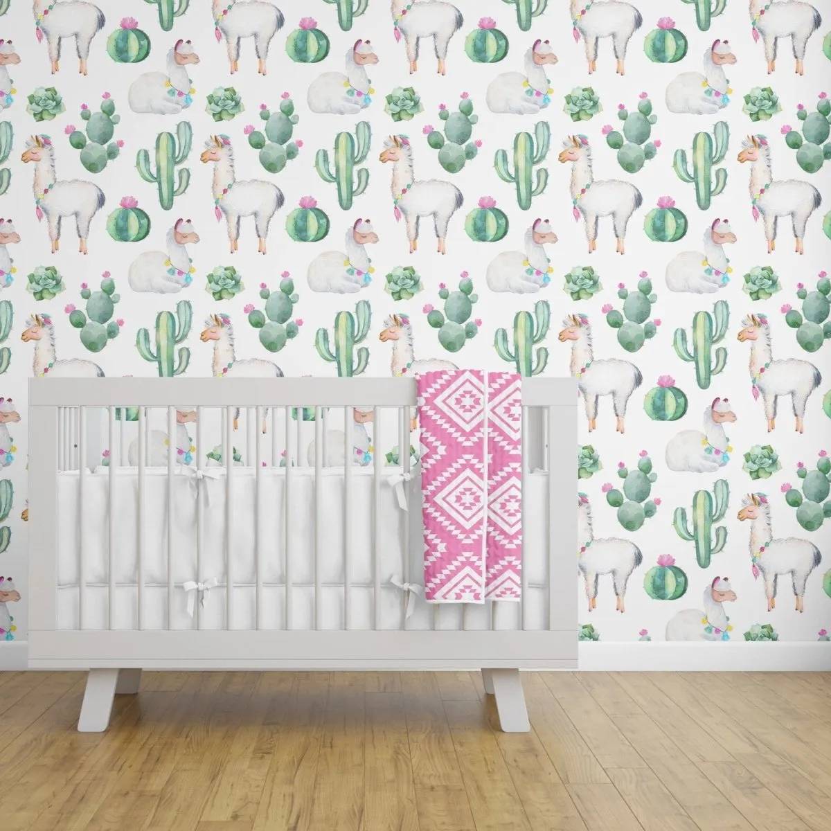 Llama Love Pink Aztec Nursery Pillow