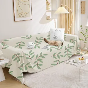 Lukzer Multi-Functional Chenille 2 Seater Sofa Throw Blanket with Fringes Thick and Super Soft Decorative Couch Cover Bed Protector (Green Easter Leaf/180X230cm)