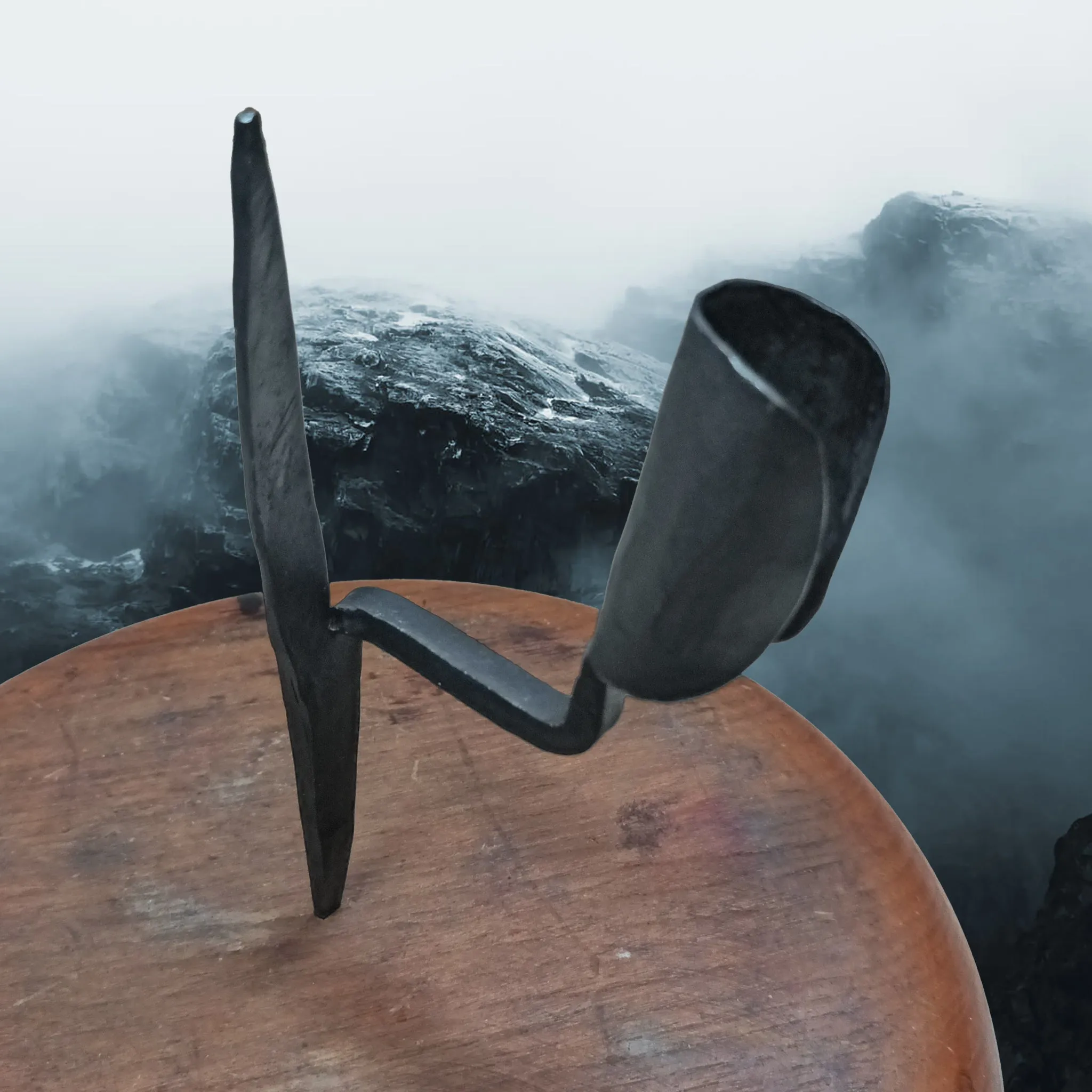 Medieval Iron Candle Holder with Upper Spike