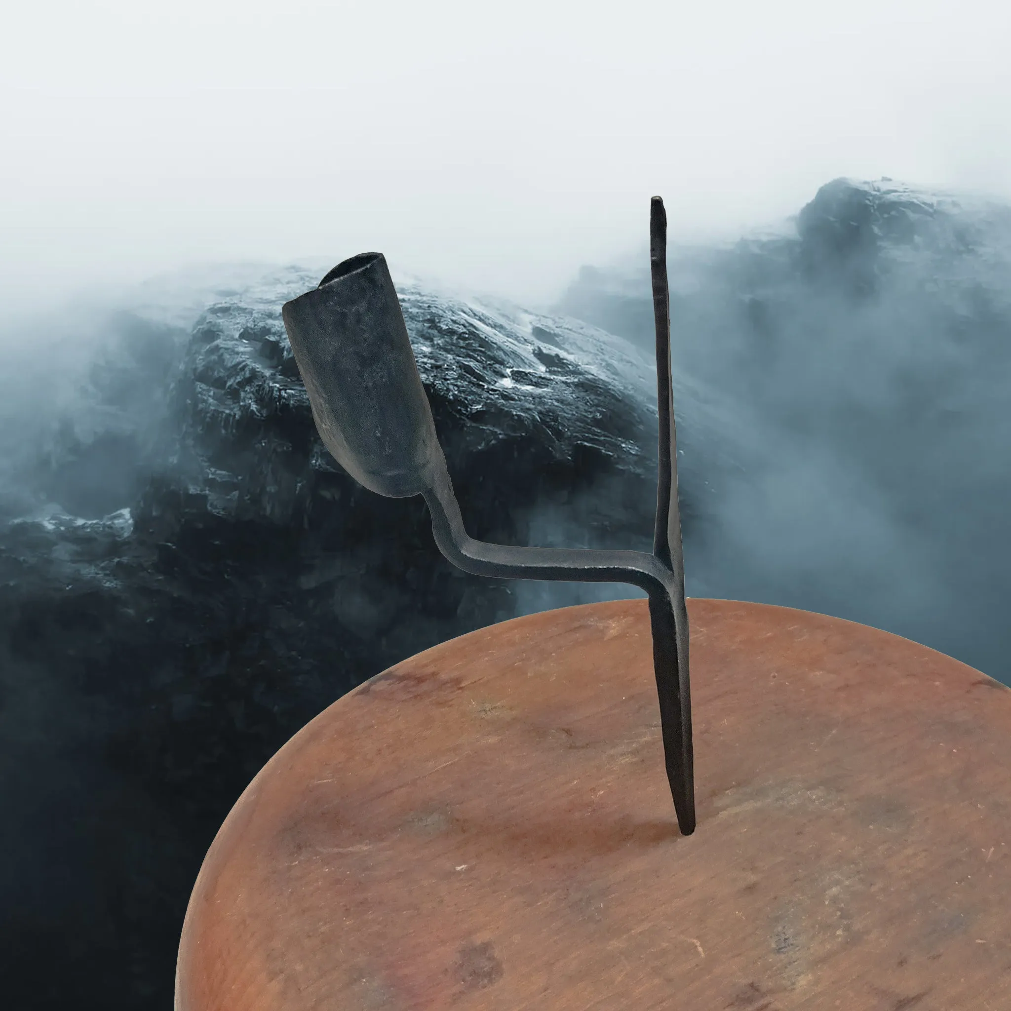 Medieval Iron Candle Holder with Upper Spike